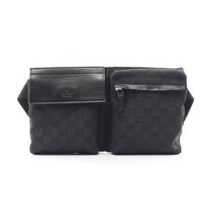 Gucci GG Canvas Waist Bag Body Leather Black